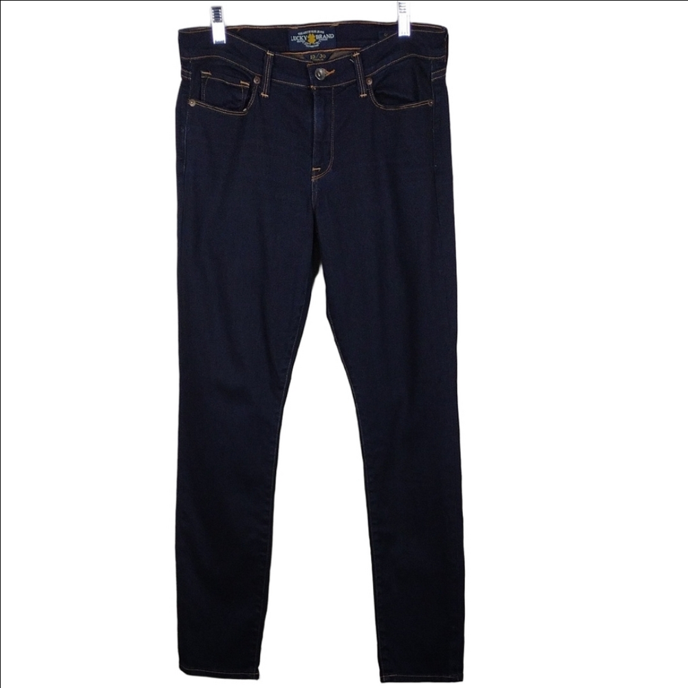 Lucky Brand Sofia Skinny Blue Dark Wash Mid Rise Zip Up Skinny Leg Denim Jean